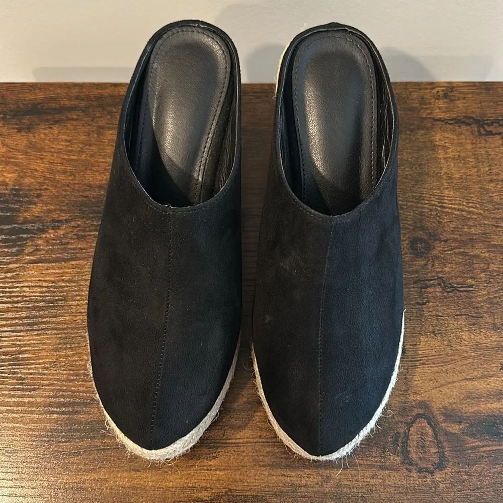 Black Faux Suede wedges